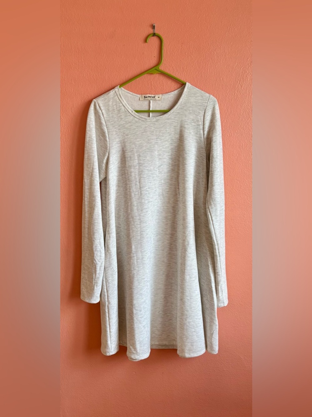 Three Bird Nest Light Gray Long Sleeve Swing Dress